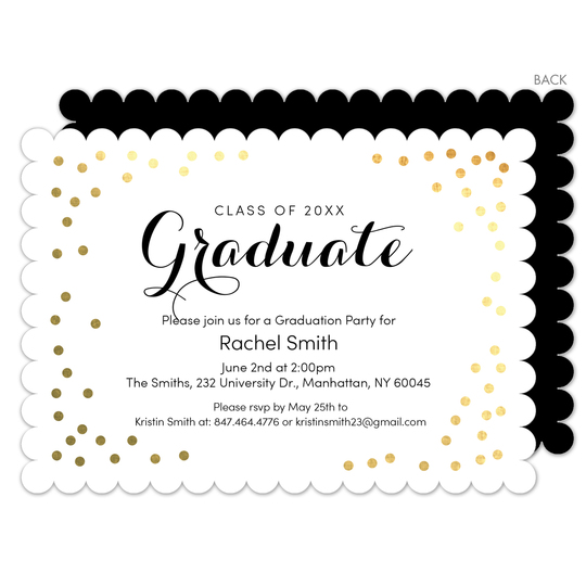 Gold Foil Confetti Graduation Invitations